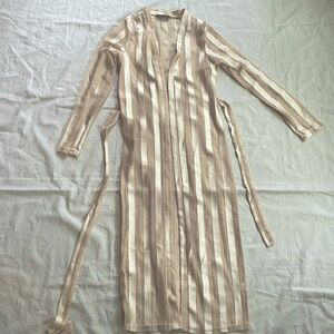 Jluxlabel striped neutral swimsuit  coverup